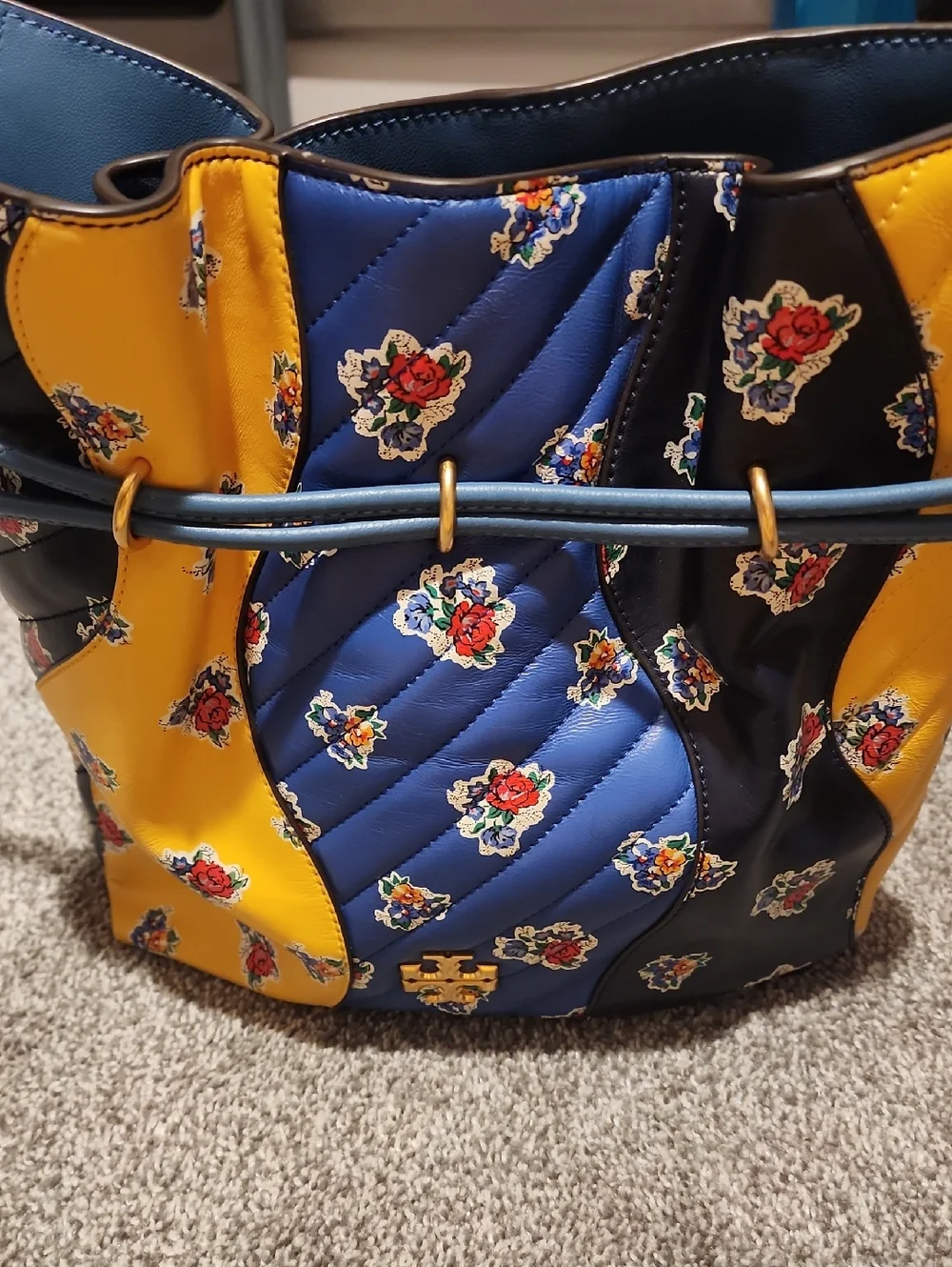 TORY BURCH Floral Patchwork Quilted Bucket Bag - Picture 1 of 5